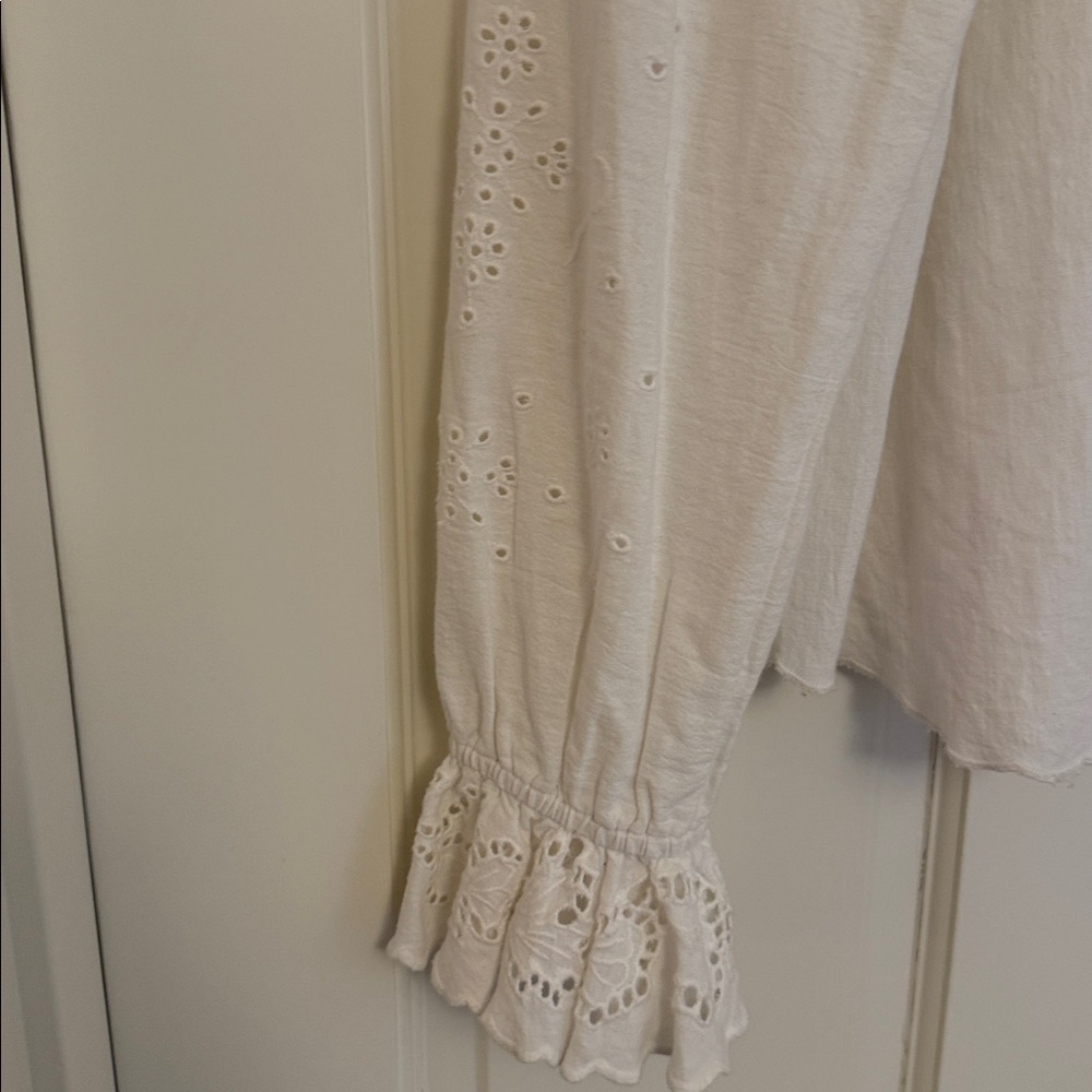 ba&sh White Eyelet Ruffle Button-Front Top - Picture 2 of 6